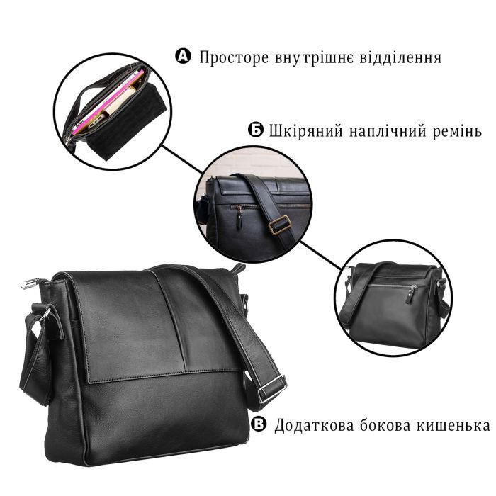 Сумка Shvigel Шкіряна Чорна (11130) зображення 4