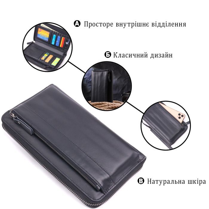 Кошелек Vintage Из натуральной кожи Черный (21292) изображение 4