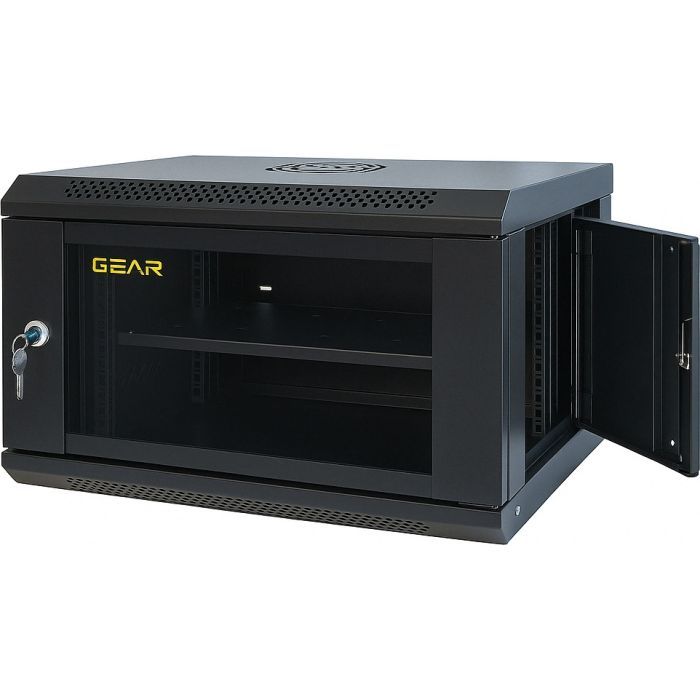 Шкаф настенный GEAR 6U 19" 600x450x350 мм, + полка 19", black (GWMSN-6U-600-450) изображение 2