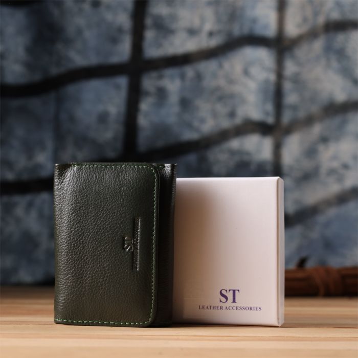 Гаманець ST Leather З натуральної шкіри Зелений (23076) зображення 11
