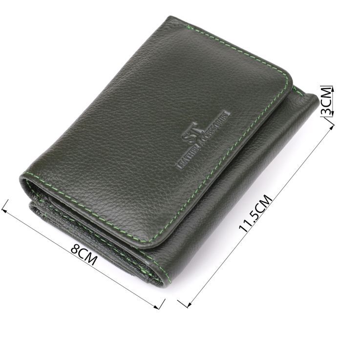 Гаманець ST Leather З натуральної шкіри Зелений (23076) зображення 3