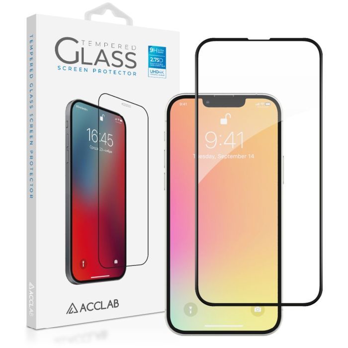 Стекло защитное ACCLAB Full Glue ESD Apple Iphone 13/13 Pro Black (1283126542527)