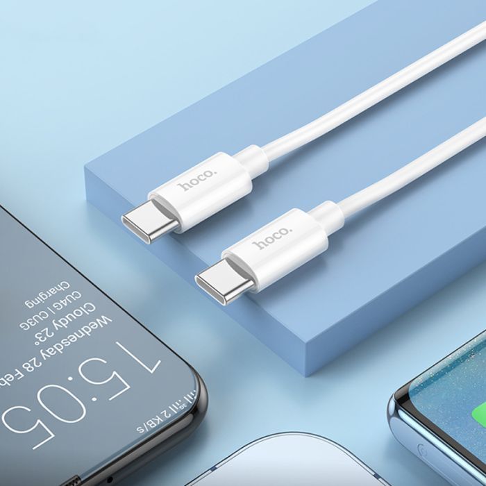 Дата кабель USB-C to USB-C 1.0m Magic silicone PD 60W X87 white HOCO (6931474783264) изображение 6