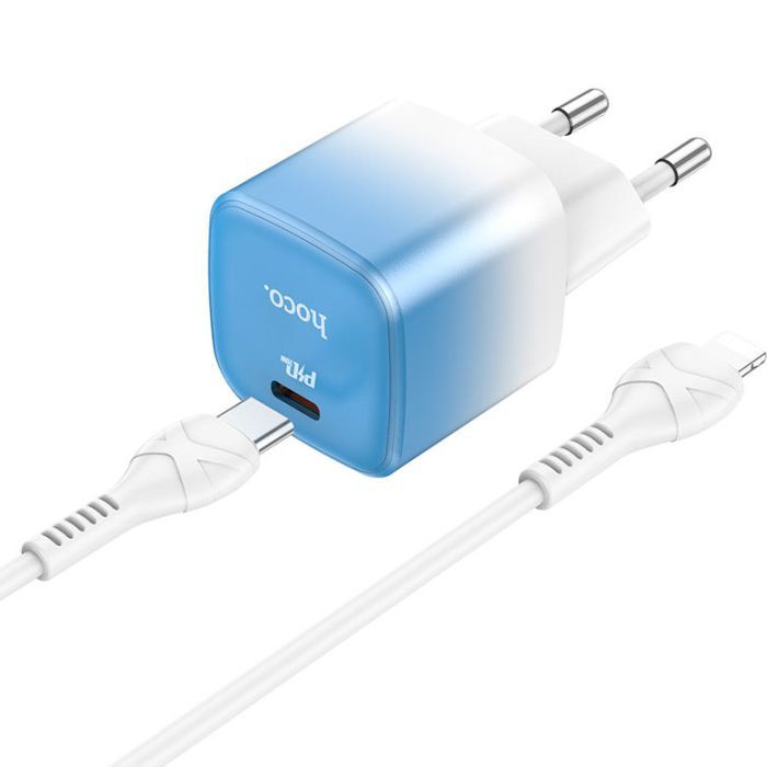 Зарядний пристрій HOCO C101A USB-C PD20W + cable USB-C to Lightning Ice Blue (6931474769381) зображення 3