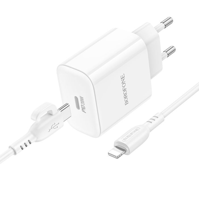 Зарядний пристрій BOROFONE BA81A USB-C PD20W + cable USB-C to Lightning White (6941991108198) зображення 2