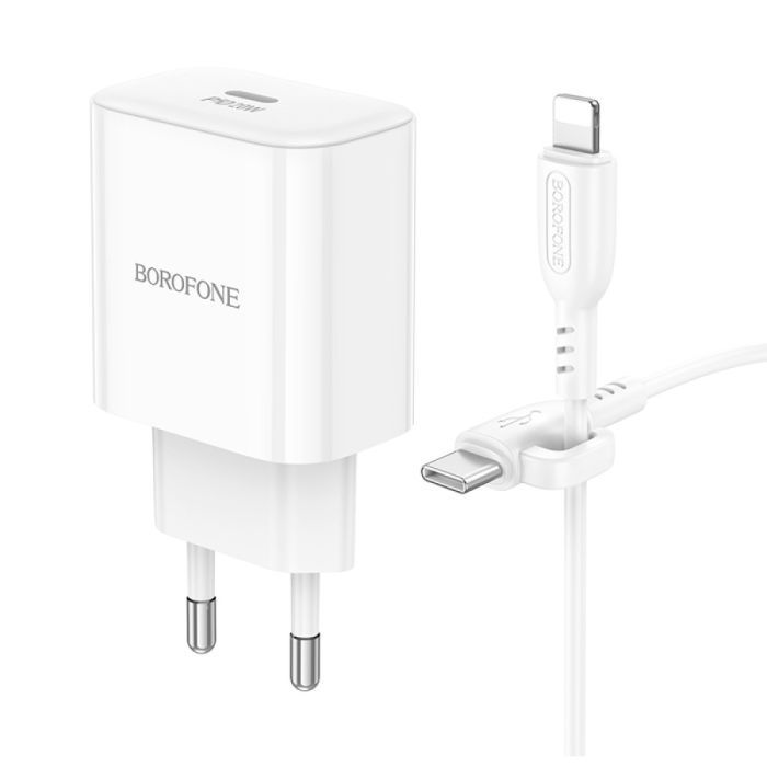 Зарядний пристрій BOROFONE BA81A USB-C PD20W + cable USB-C to Lightning White (6941991108198) зображення 3