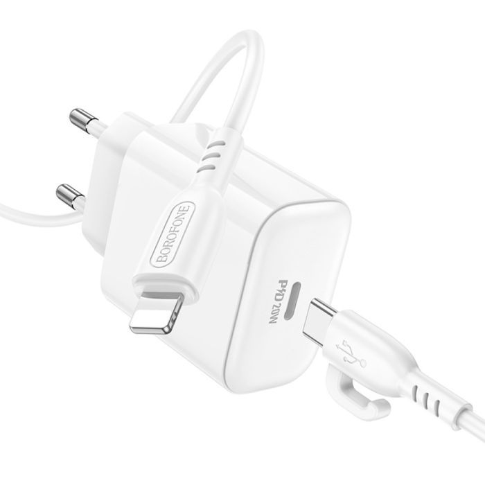 Зарядний пристрій BOROFONE BA81A USB-C PD20W + cable USB-C to Lightning White (6941991108198) зображення 5