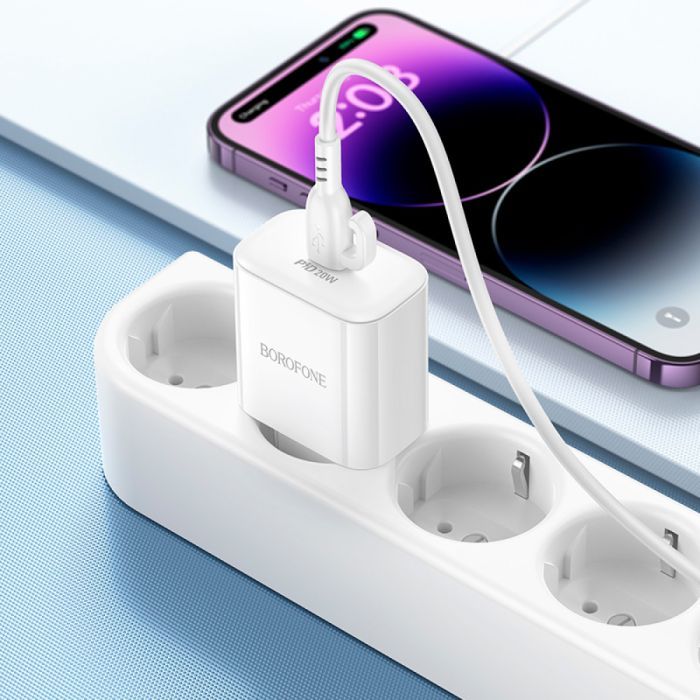 Зарядний пристрій BOROFONE BA81A USB-C PD20W + cable USB-C to Lightning White (6941991108198) зображення 9