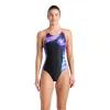 Купальник Arena Dreamhline Swimsuit V Back 008328-500 чорний, фіолетовий, бірюзовій 40 (3468337427964)