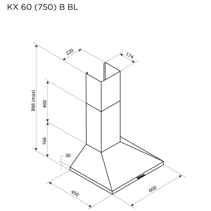 Вытяжка кухонная Pyramida KX 60 (750) B BL изображение 9