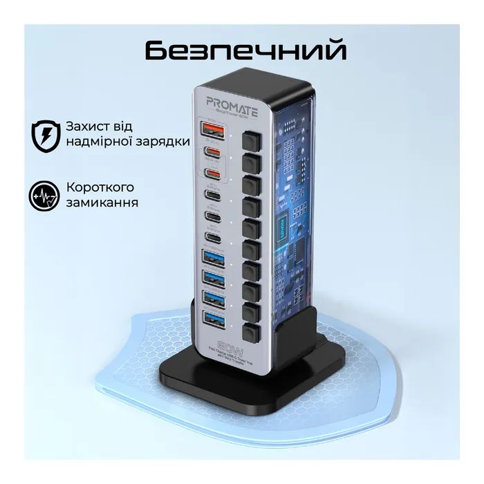 Концентратор Promate USB-C 14-in-1 Promate gegatower-60w (gegatower-60w) изображение 5