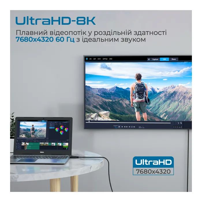 Кабель мультимедійний DisplayPort M to DisplayPort M 1.2m V1.4 black Promate (dplink-120.black) зображення 6
