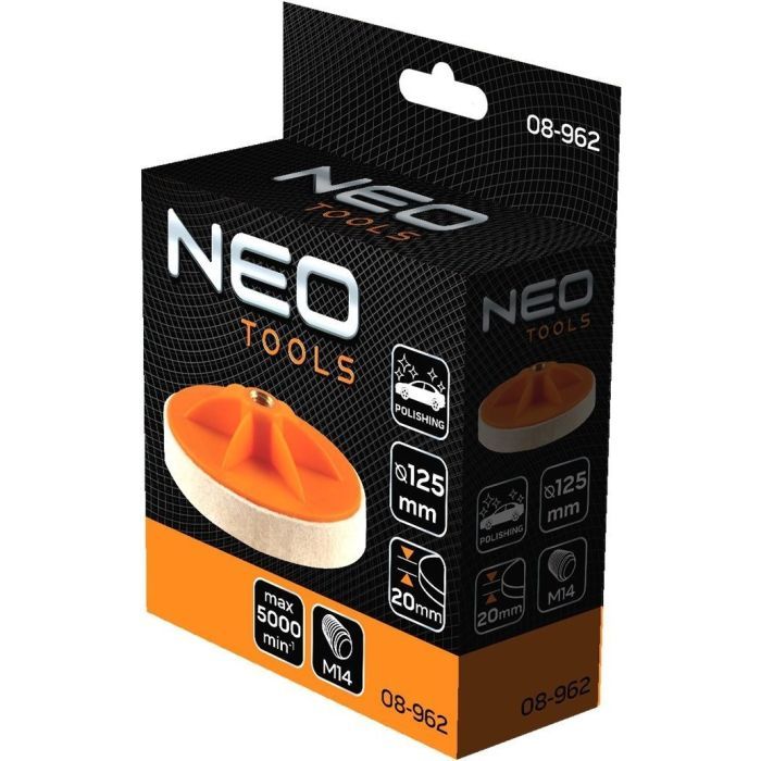 Круг зачистной Neo Tools полировальный, губка средней жесткости, M14, 125x20мм (08-962) изображение 4