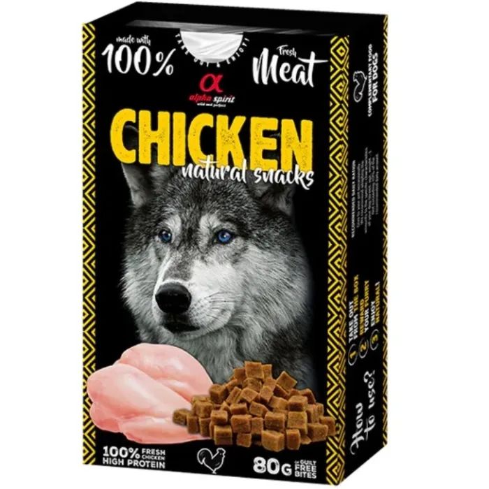 Лакомство для собак Alpha Spirit Dog Chicken Natural Snacks 80 г (8436586311872)