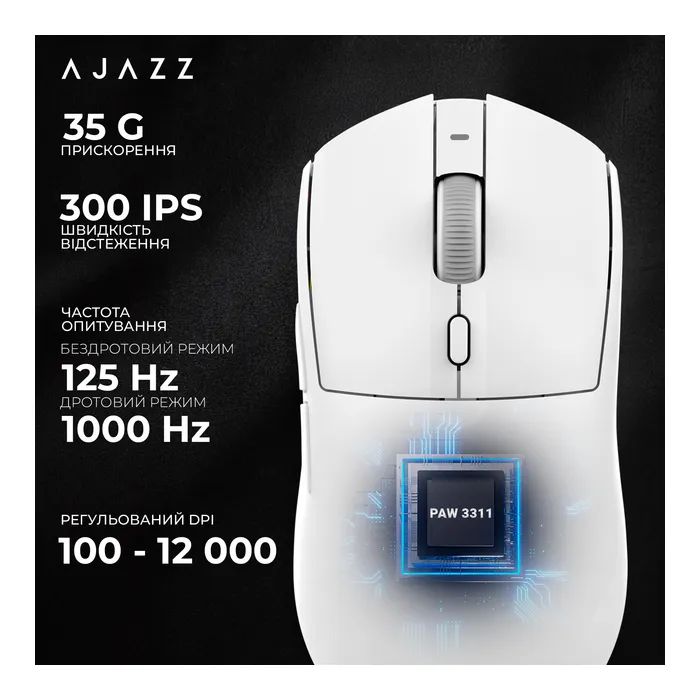 Мишка Ajazz AJ139 V2 MC Wireless/Bluetooth/USB White (AJ139-V2-MC-W) зображення 9