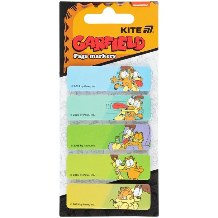 Стикер-закладка Kite бумажная с рисунком Garfield, 100 шт, 5х15х50 мм, прямоугольная (GF25-480)