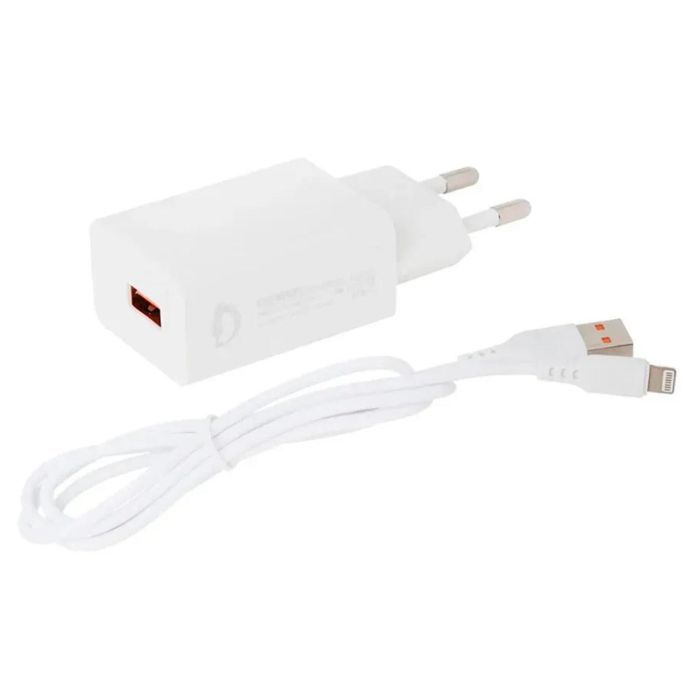 Зарядное устройство Denmen 1xUSB 2.4A + cable USB to Lightning white (DC01L-WH) изображение 4