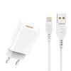 Зарядное устройство Denmen 1xUSB 2.4A + cable USB to Lightning white (DC01L-WH)
