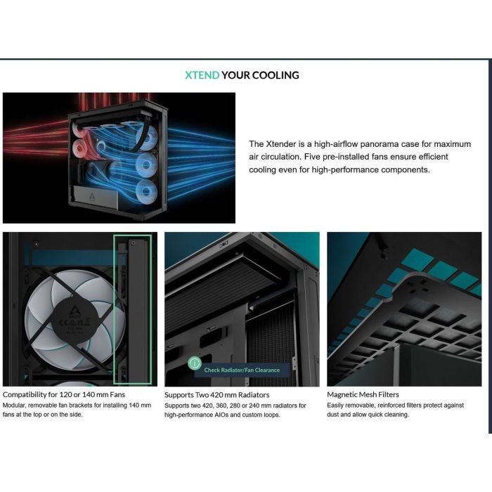 Корпус для ПК Arctic XTENDER BLK (ACPCC00018A) зображення 11