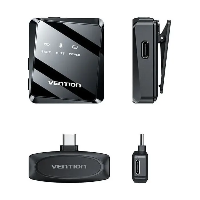 Мікрофон Vention USB-C 2-Pack Wireless Lavalier Black (NCBB0) зображення 3