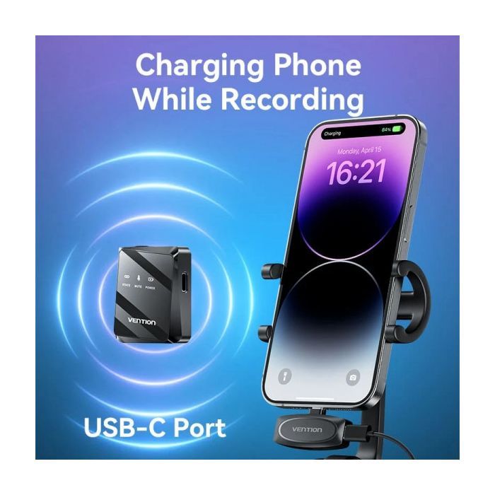 Мікрофон Vention USB-C 2-Pack Wireless Lavalier Black (NCBB0) зображення 9