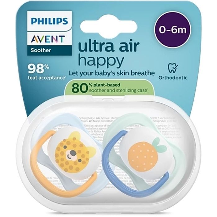 Пустушка Philips AVENT Ultra Air 0-6 місяців 2 шт жовто-рожева (SCF080/24) зображення 2