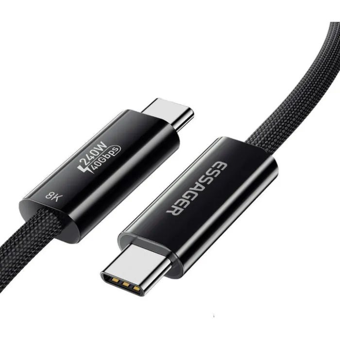 Дата кабель USB-C to USB-C 1.0m Thunderbolt 4 240W 8K60Hz black Essager (EXCTT4-PL01-P) зображення 2