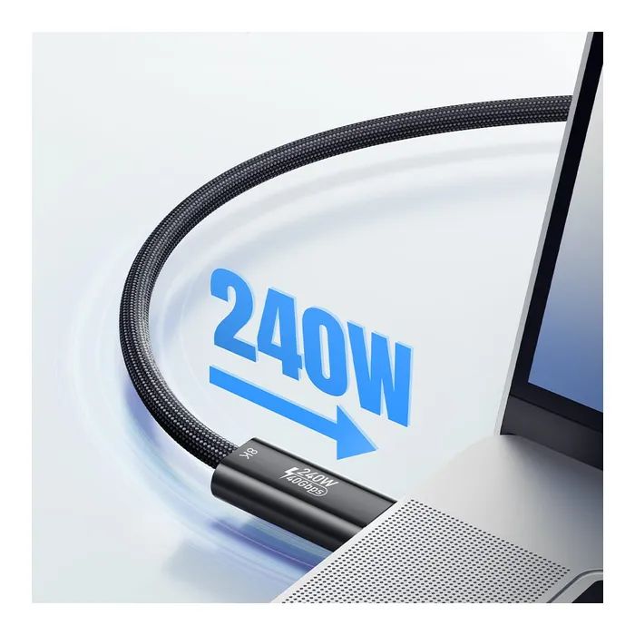 Дата кабель USB-C to USB-C 1.0m Thunderbolt 4 240W 8K60Hz black Essager (EXCTT4-PL01-P) зображення 5