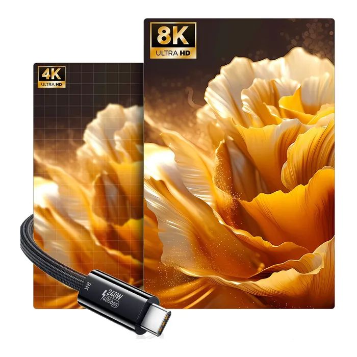 Дата кабель USB-C to USB-C 1.0m Thunderbolt 4 240W 8K60Hz black Essager (EXCTT4-PL01-P) зображення 6