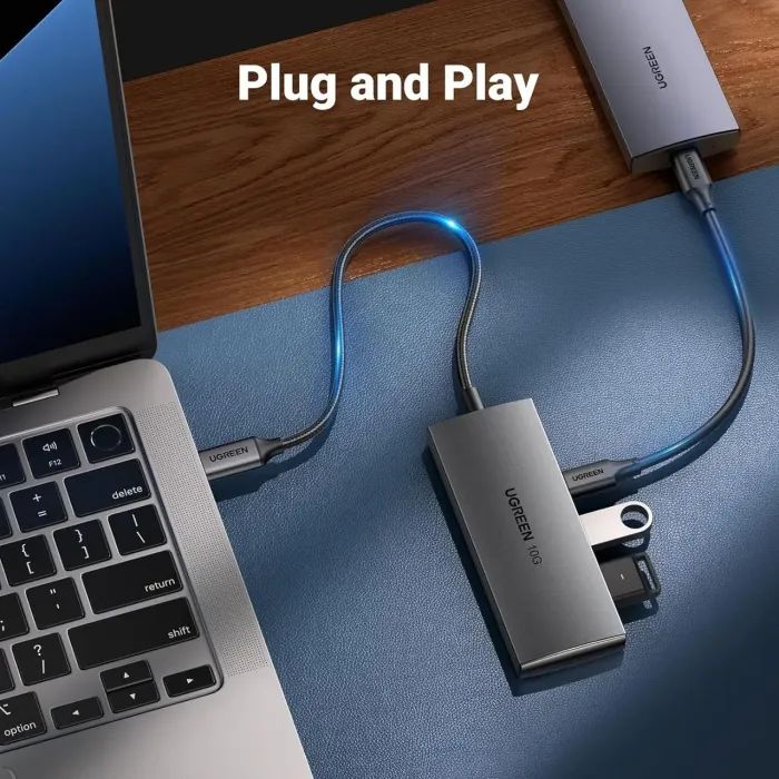 Концентратор Ugreen USB-C to 2xUSB 3.2 + 2xUSB-C 10Gbps CM480 gray (30758) изображение 4