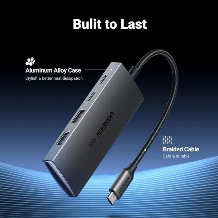 Концентратор Ugreen USB-C to 2xUSB 3.2 + 2xUSB-C 10Gbps CM480 gray (30758) изображение 6