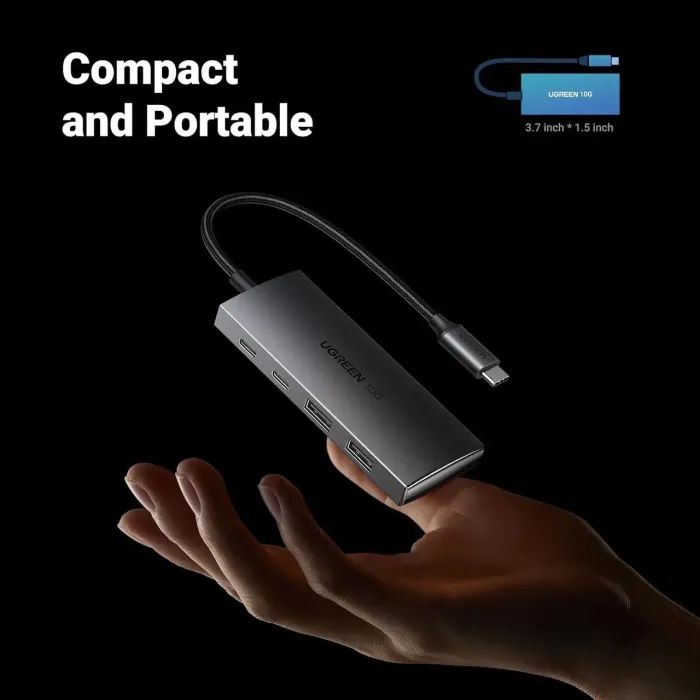 Концентратор Ugreen USB-C to 2xUSB 3.2 + 2xUSB-C 10Gbps CM480 gray (30758) изображение 7