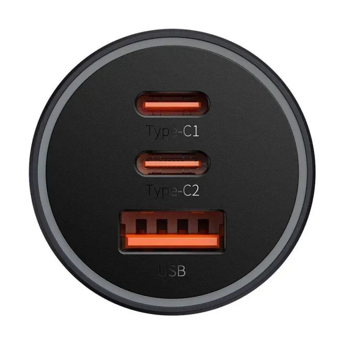 Зарядное устройство Baseus 1xUSB + 2xUSB-C 65W Golden Contactor Pro dark gray (CGJP010013) изображение 3