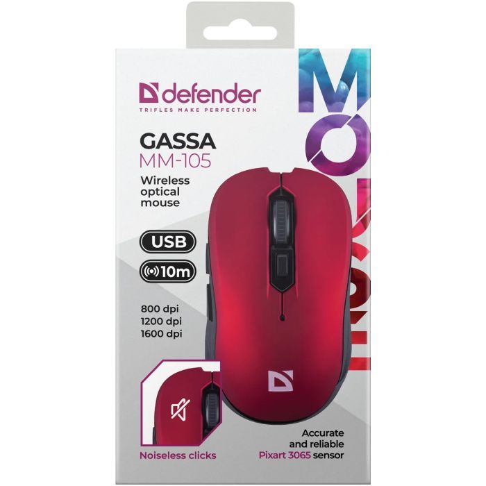 Мышка Defender Gassa MM-105 Wireless Red (52103) изображение 6 Мышка Defender Gassa MM-105 Wireless Red (52103) изображение 6