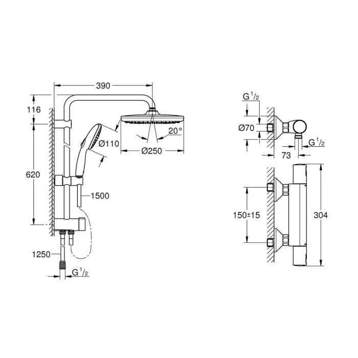 Душовий гарнітур Grohe QuickFix Start Black (UA303908T2) зображення 6