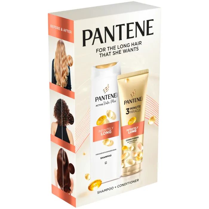Набір косметики Pantene Pro-V Нескінченно довге Шампунь 400 мл + Бальзам-ополіскувач 220 мл (8006530042406) зображення 2