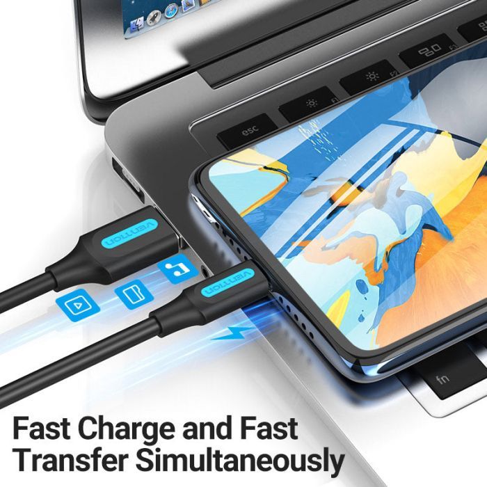 Дата кабель USB 2.0 AM to Micro 5P 1.0m 3A black Vention (COLBF) зображення 5