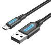 Дата кабель USB 2.0 AM to Micro 5P 1.0m 3A black Vention (COLBF)