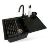 Мойка кухонная Adamant Horizon чорний + змішувач + дозатор + ополіскувач склянок + коланд (4824296106303)