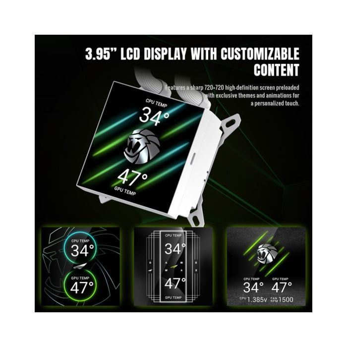 Система рідинного охолодження Gamemax GLACIER 360 LCD WH зображення 10