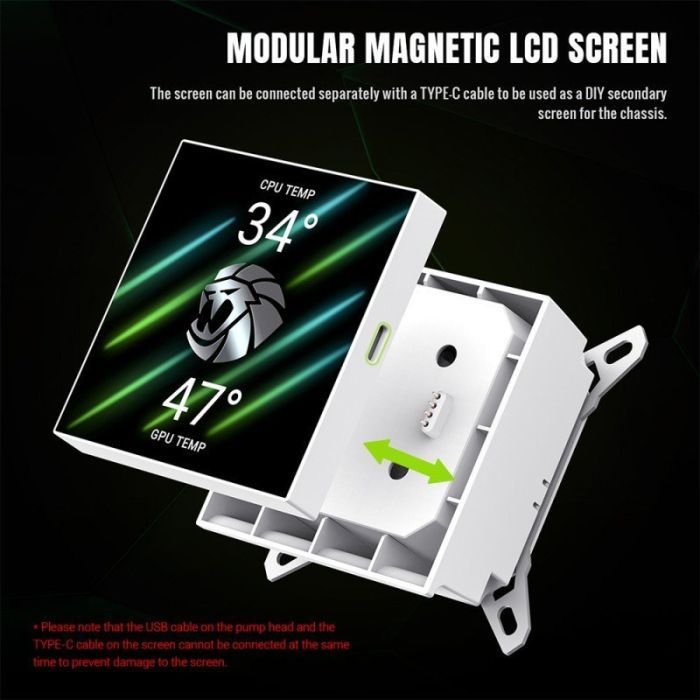 Система рідинного охолодження Gamemax GLACIER 360 LCD WH зображення 12