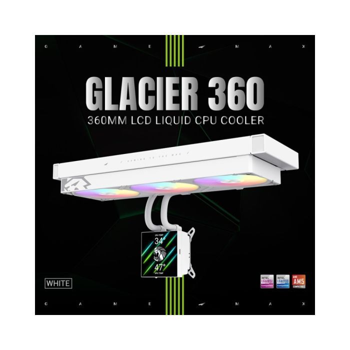 Система рідинного охолодження Gamemax GLACIER 360 LCD WH зображення 8
