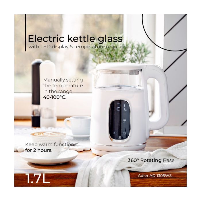 Электрочайник Adler AD 1305 white silver изображение 10