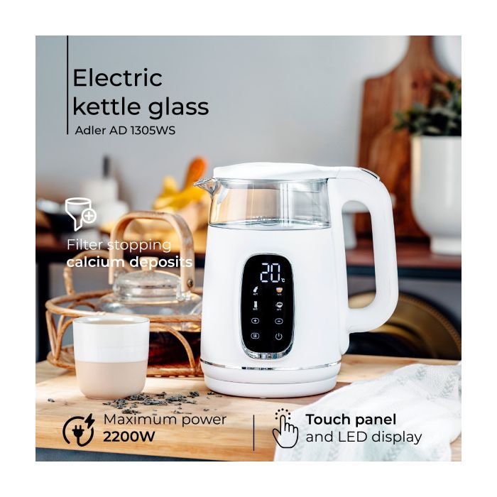 Электрочайник Adler AD 1305 white silver изображение 11
