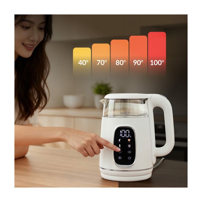 Электрочайник Adler AD 1305 white silver изображение 12