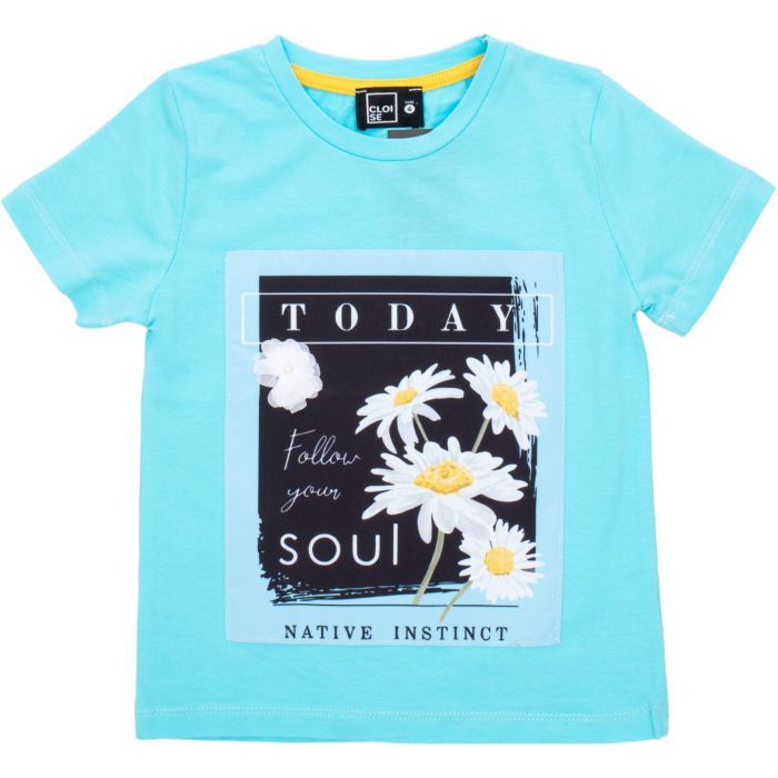 Футболка детская Cloise с ромашками (CLO134002-104G-blue)