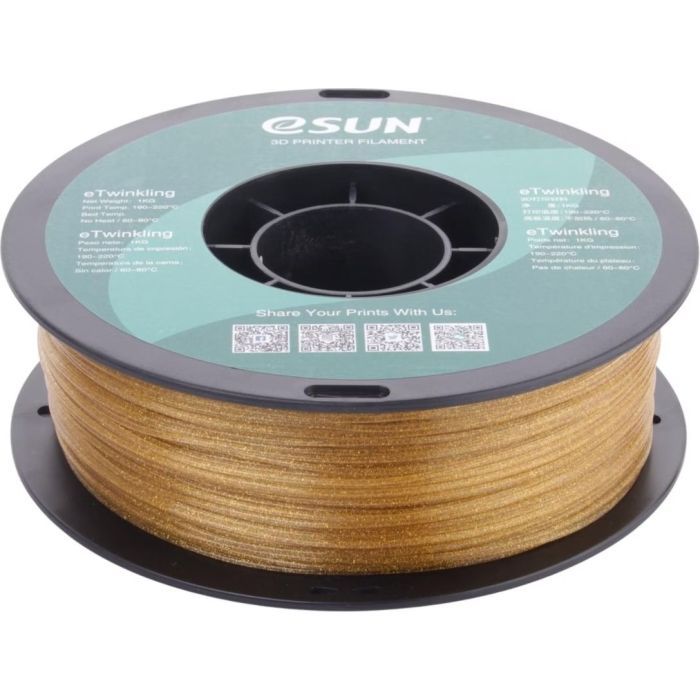 Пластик для 3D-принтера eSUN PLA eTwinkling 1кг, 1.75мм, GOLD (ETWINKLING175J1) зображення 2