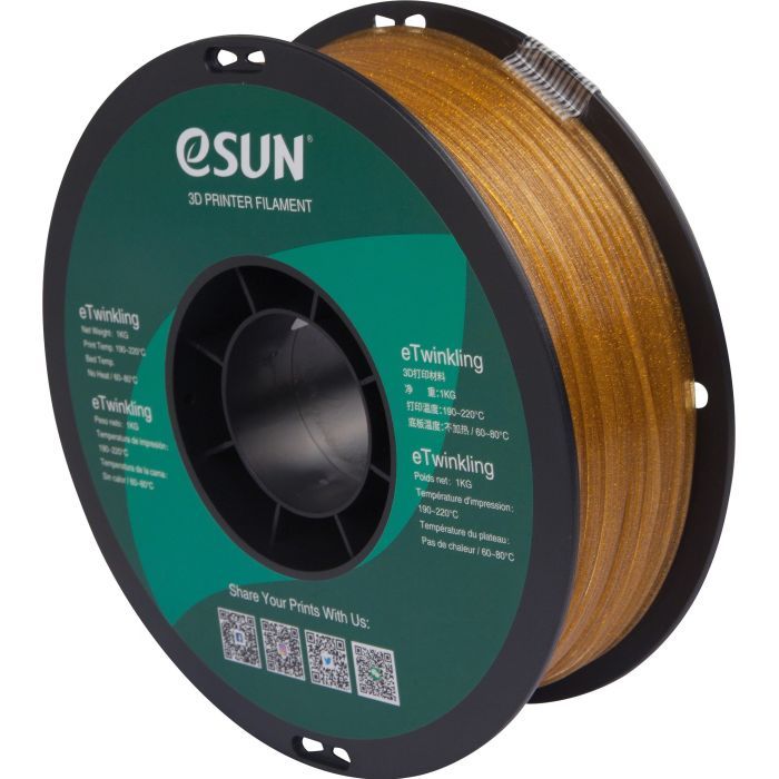 Пластик для 3D-принтера eSUN PLA eTwinkling 1кг, 1.75мм, GOLD (ETWINKLING175J1) зображення 3