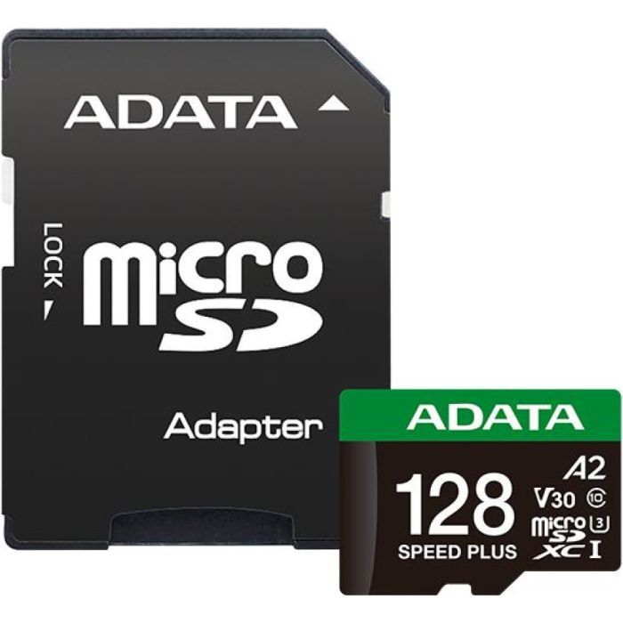Карта памяти ADATA 128GB microSD class 10 UHS-I U3 V30 A2 Speed Plus (UD128GUI3V30A2SP-RA1)