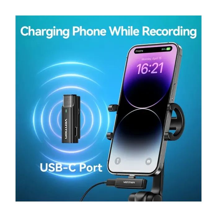 Мікрофон Vention USB-C 2-Pack Wireless Lavalier with Charging Case (NCAB0) зображення 8